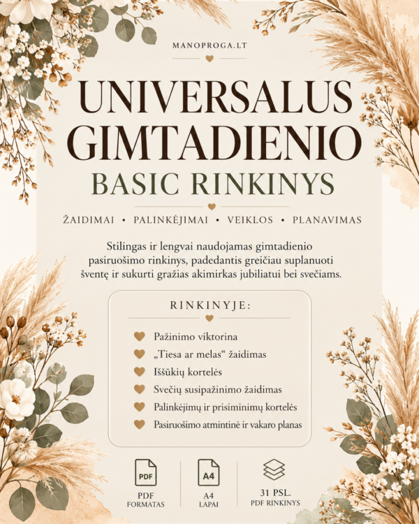 Universalus gimtadienio žaidimų ir pasiruošimo rinkinys BASIC - 31 psl. PDF
