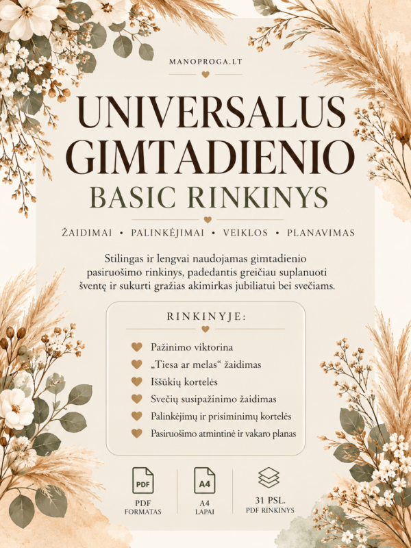 Universalus gimtadienio žaidimų ir pasiruošimo rinkinys BASIC - 31 psl. PDF